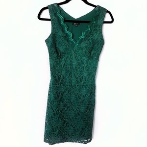 Vintage Jump Apparel Lace Corset Top Open Back Emerald Green V Neck Dress